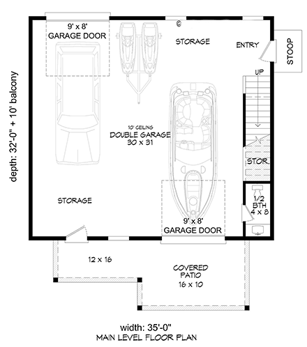 Garage Living Plan Contemporary Style With Sq Ft