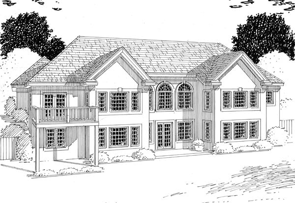 Contemporary, One-Story, Ranch, Traditional Plan with 4064 Sq. Ft., 4 Bedrooms, 3 Bathrooms, 3 Car Garage Rear Elevation