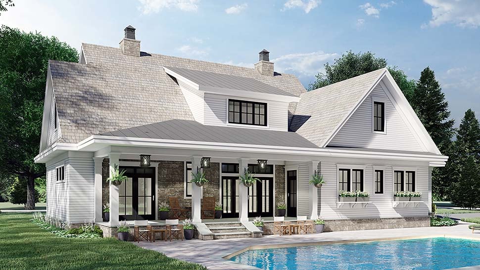 Farmhouse Plan with 2925 Sq. Ft., 4 Bedrooms, 4 Bathrooms, 2 Car Garage Picture 4