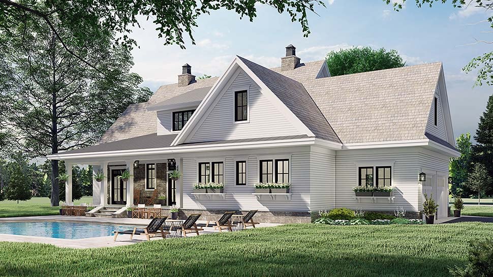 Farmhouse Plan with 2925 Sq. Ft., 4 Bedrooms, 4 Bathrooms, 2 Car Garage Picture 5