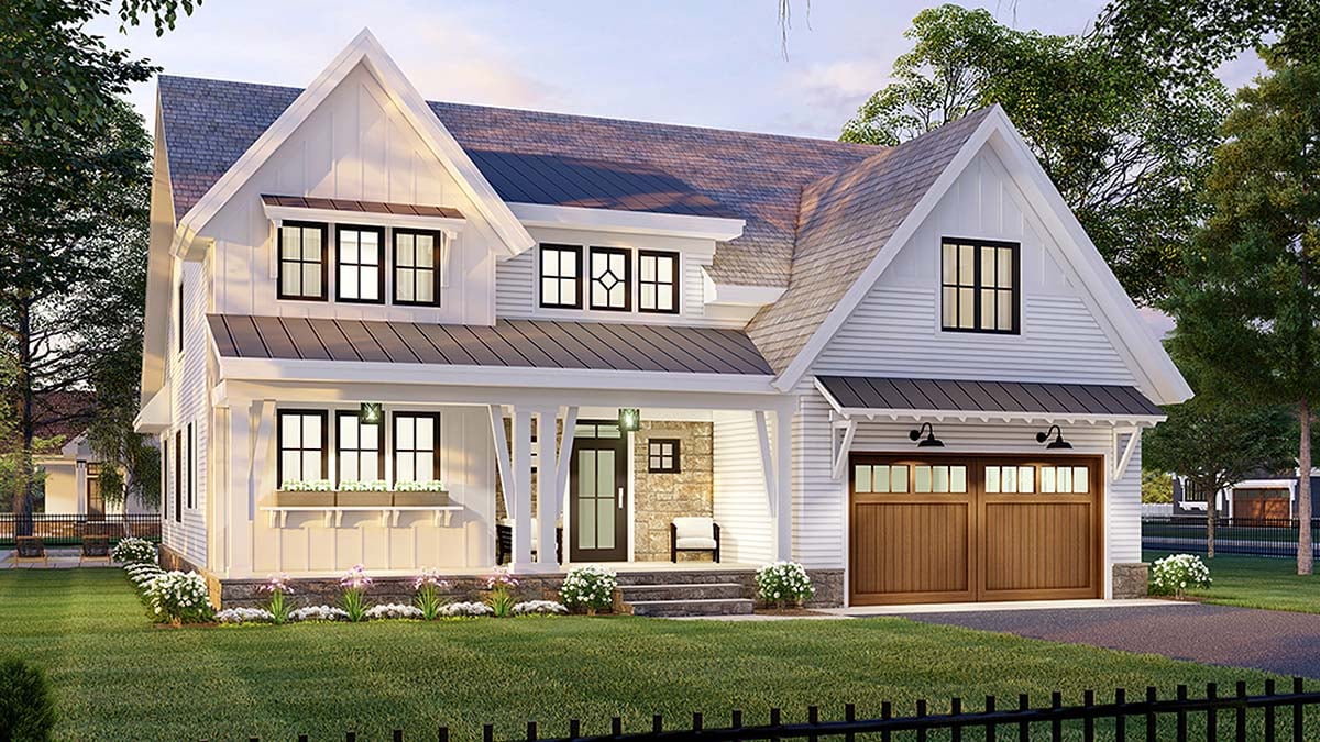 Farmhouse Plan with 2657 Sq. Ft., 3 Bedrooms, 3 Bathrooms, 2 Car Garage Picture 3