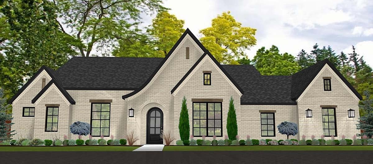 French Country, Traditional, Tudor Plan with 2418 Sq. Ft., 3 Bedrooms, 3 Bathrooms, 3 Car Garage Elevation