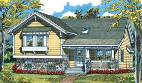 Bungalow, Craftsman, One-Story House Plan 55015 with 3 Beds, 2 Baths Elevation
