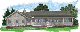 One-Story, Ranch House Plan 55021 with 3 Beds, 2 Baths, 2 Car Garage Elevation