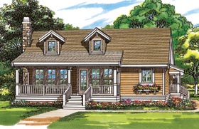 Country, One-Story House Plan 55022 with 2 Beds, 1 Baths Elevation