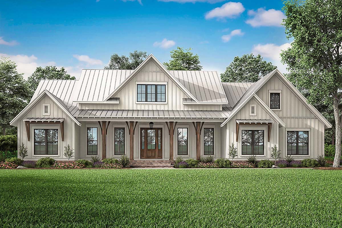 Country, Craftsman, Farmhouse Plan with 2553 Sq. Ft., 3 Bedrooms, 3 Bathrooms, 2 Car Garage Elevation