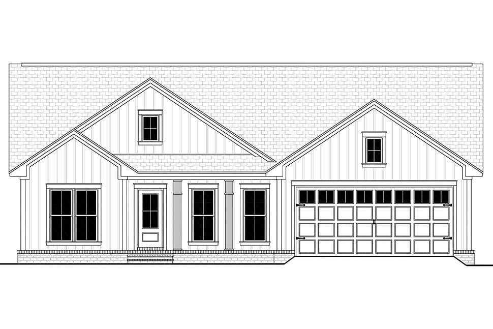 Country, Farmhouse, Traditional Plan with 1416 Sq. Ft., 3 Bedrooms, 2 Bathrooms, 2 Car Garage Picture 4