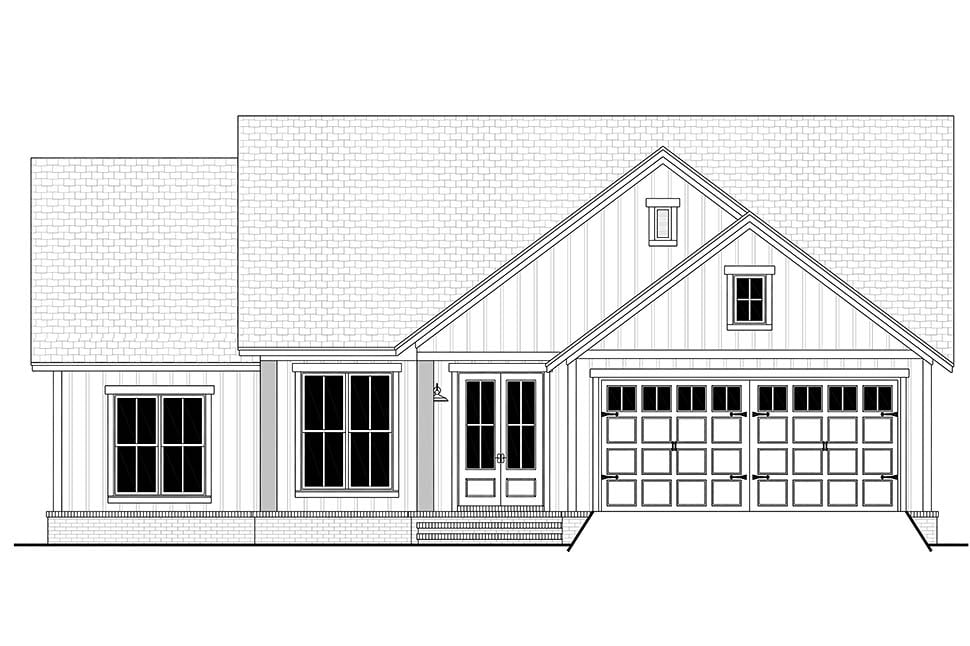 Country, Farmhouse, Southern, Traditional Plan with 1521 Sq. Ft., 3 Bedrooms, 2 Bathrooms, 2 Car Garage Picture 4