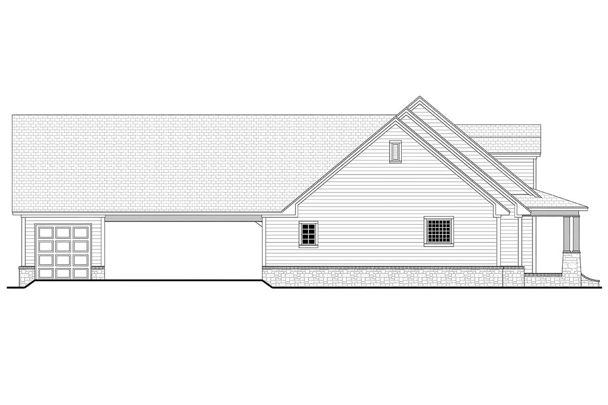 Country, Craftsman, Southern, Traditional Plan with 2420 Sq. Ft., 4 Bedrooms, 3 Bathrooms, 3 Car Garage Picture 3