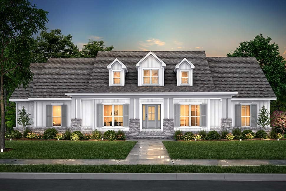 Country, Craftsman, Southern, Traditional Plan with 2420 Sq. Ft., 4 Bedrooms, 3 Bathrooms, 3 Car Garage Picture 5