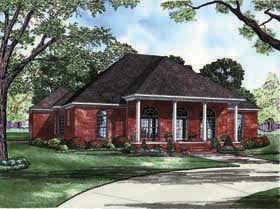 Colonial, Southern House Plan 62195 with 4 Beds, 3 Baths, 3 Car Garage Elevation