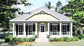 Colonial, One-Story, Southern House Plan 64531 with 3 Beds, 2 Baths Elevation