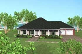 European, One-Story House Plan 64541 with 3 Beds, 2 Baths, 2 Car Garage Elevation