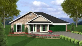 One-Story, Traditional House Plan 64548 with 3 Beds, 2 Baths, 2 Car Garage Elevation