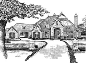 European, French Country, Tudor, Victorian House Plan 66015 with 5 Beds, 5 Baths, 3 Car Garage Elevation