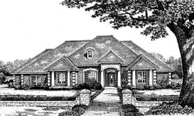 European, One-Story, Traditional House Plan 66091 with 3 Beds, 3 Baths, 2 Car Garage Elevation
