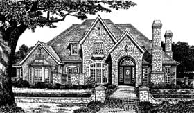 European, French Country, Tudor House Plan 66096 with 4 Beds, 4 Baths, 3 Car Garage Elevation