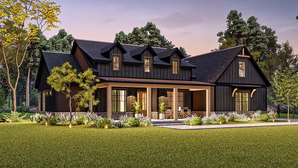 Country, Craftsman, Farmhouse Plan with 2473 Sq. Ft., 3 Bedrooms, 3 Bathrooms, 3 Car Garage Picture 3