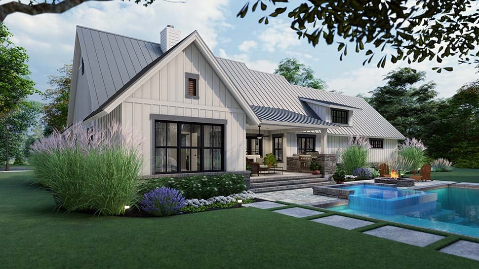 Cottage, Country, Farmhouse, Southern Plan with 1742 Sq. Ft., 3 Bedrooms, 3 Bathrooms, 2 Car Garage Picture 5