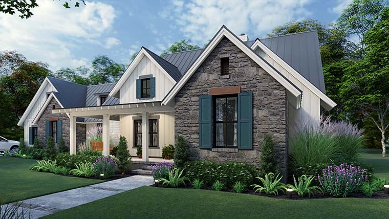 Cottage, Country, Farmhouse, Southern Plan with 1742 Sq. Ft., 3 Bedrooms, 3 Bathrooms, 2 Car Garage Picture 6