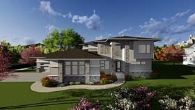 Contemporary, Prairie, Southwest House Plan 75405 with 3 Beds, 4 Baths, 8 Car Garage Elevation