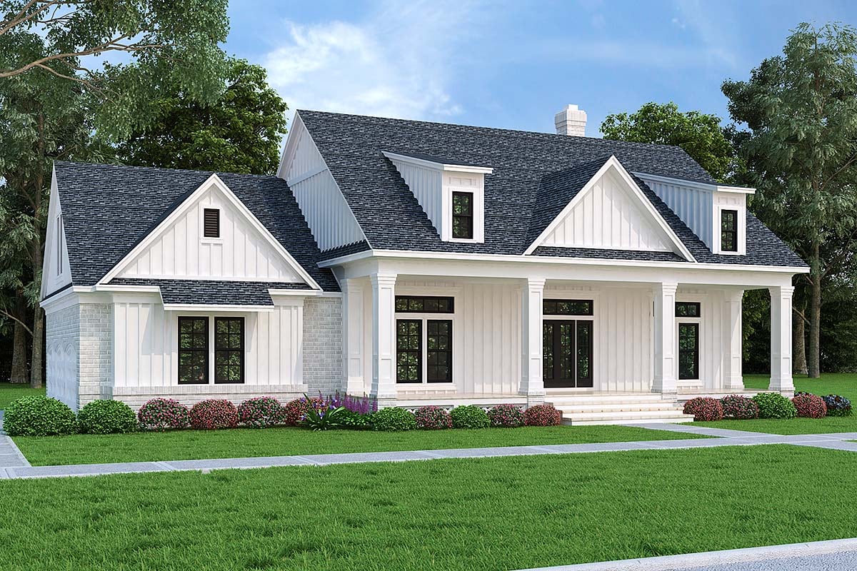 Farmhouse Plan with 1932 Sq. Ft., 3 Bedrooms, 2 Bathrooms, 3 Car Garage Elevation