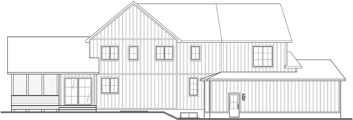 Country, Farmhouse, Traditional Plan with 3649 Sq. Ft., 5 Bedrooms, 4 Bathrooms, 2 Car Garage Rear Elevation