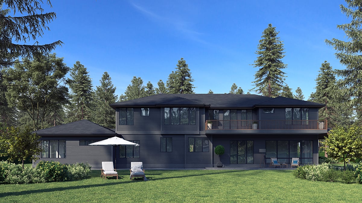 Contemporary, Modern Plan with 5765 Sq. Ft., 6 Bedrooms, 6 Bathrooms, 3 Car Garage Rear Elevation