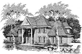 Colonial, European House Plan 91110 with 4 Beds, 4 Baths, 2 Car Garage Elevation