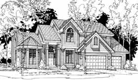 Country, Victorian House Plan 92045 with 4 Beds, 4 Baths, 3 Car Garage Elevation