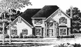 Colonial, European House Plan 93344 with 4 Beds, 3 Baths, 2 Car Garage Elevation