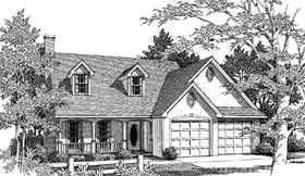 Cape Cod, Country, One-Story House Plan 96524 with 4 Beds, 3 Baths, 2 Car Garage Elevation