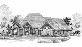 European, One-Story House Plan 98528 with 4 Beds, 4 Baths Elevation