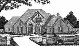 European, French Country, Tudor House Plan 98535 with 4 Beds, 4 Baths, 3 Car Garage Elevation
