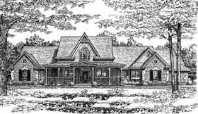 Country, Farmhouse, French Country House Plan 98536 with 4 Beds, 3 Baths, 3 Car Garage Elevation