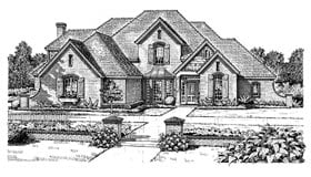 European, French Country House Plan 98537 with 4 Beds, 4 Baths, 3 Car Garage Elevation