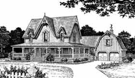 Bungalow, Farmhouse, Victorian House Plan 98581 with 4 Beds, 4 Baths, 2 Car Garage Elevation