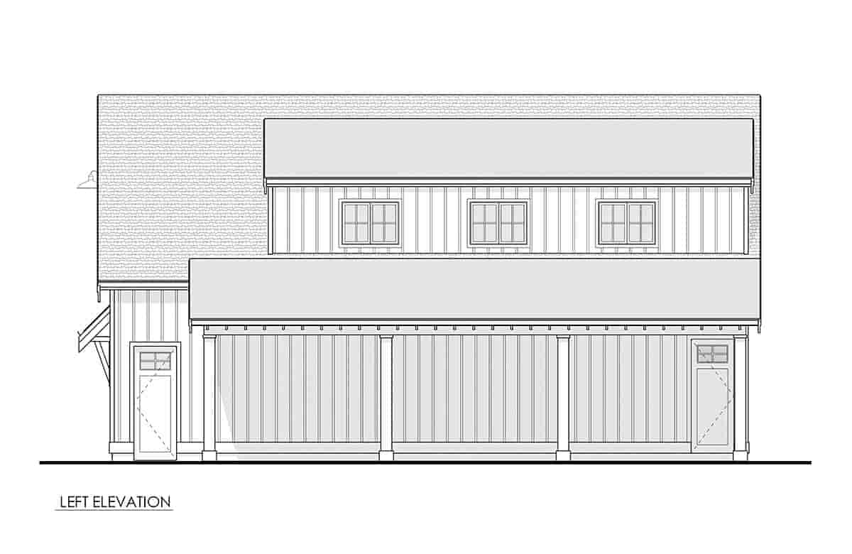 Country, Farmhouse Garage-Living Plan 100104 with 2 Beds, 1 Baths, 4 Car Garage Picture 2