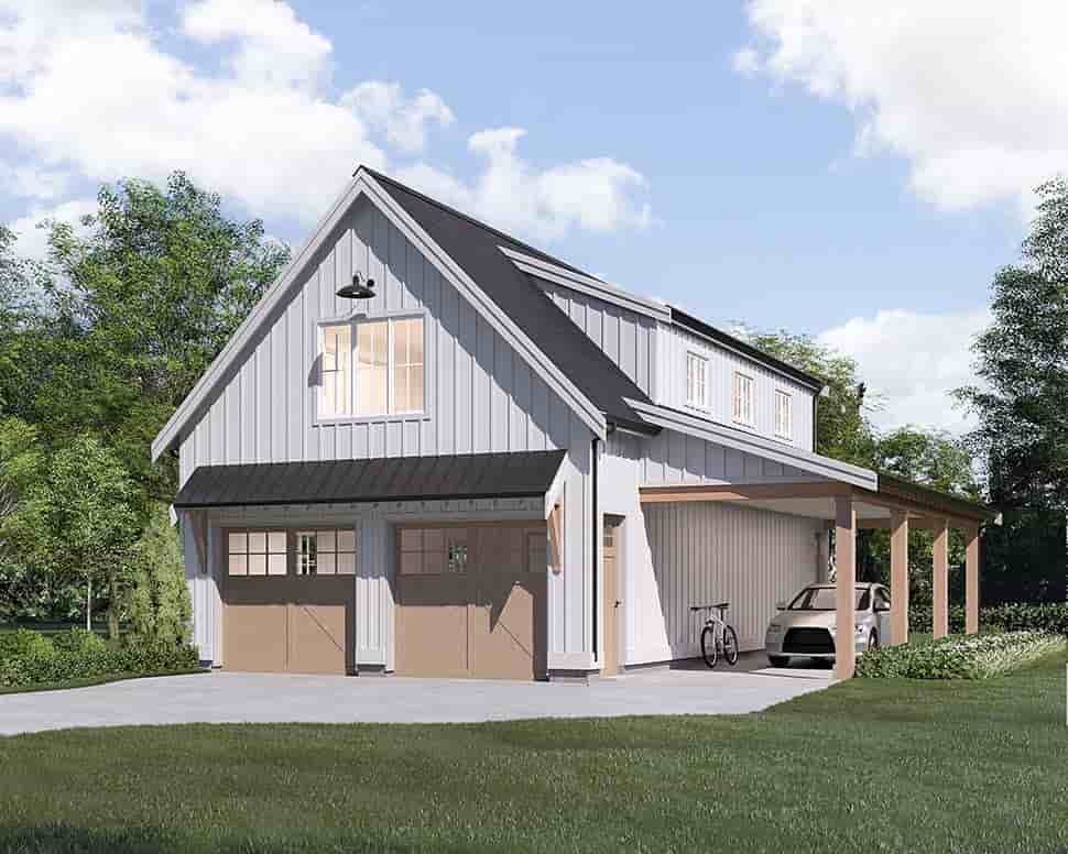 Country, Farmhouse Garage-Living Plan 100104 with 2 Beds, 1 Baths, 4 Car Garage Picture 3