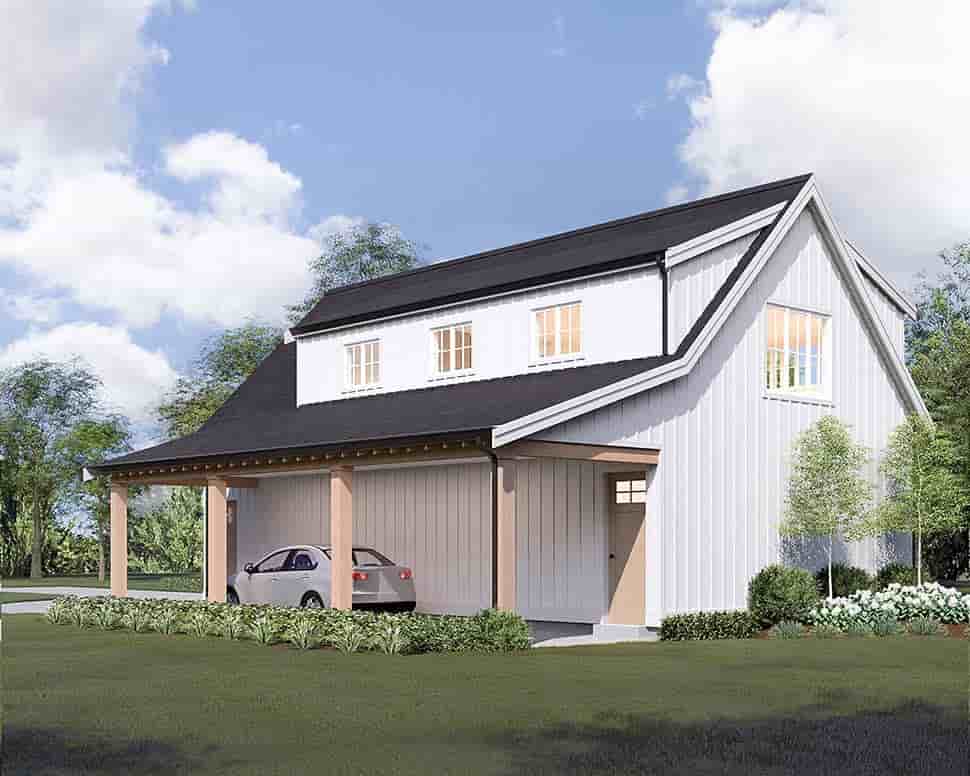 Country, Farmhouse Garage-Living Plan 100104 with 2 Beds, 1 Baths, 4 Car Garage Picture 4