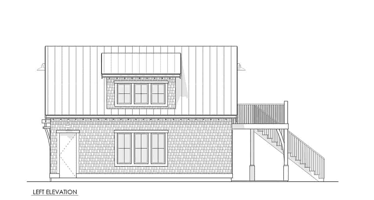 Cape Cod, Cottage, Country Garage-Living Plan 100188 with 1 Beds, 1 Baths, 2 Car Garage Picture 2