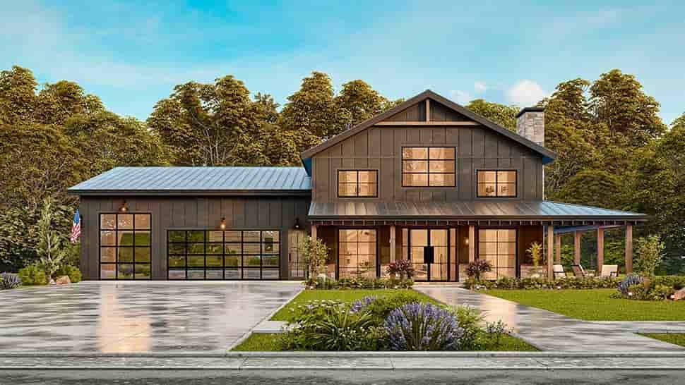 Barndominium, Contemporary, Country, Farmhouse House Plan 100200 with 3 Beds, 3 Baths, 3 Car Garage Picture 17
