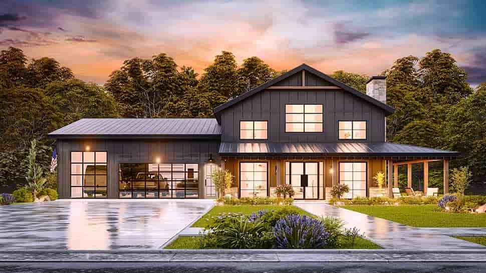 Barndominium, Contemporary, Country, Farmhouse House Plan 100200 with 3 Beds, 3 Baths, 3 Car Garage Picture 18