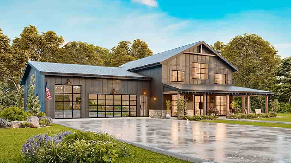 Barndominium, Contemporary, Country, Farmhouse House Plan 100200 with 3 Beds, 3 Baths, 3 Car Garage Picture 19