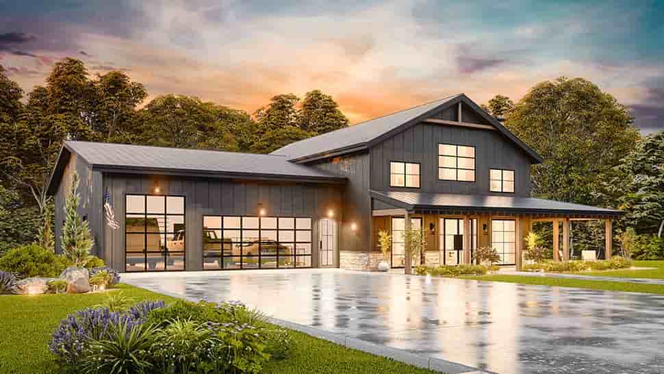 Barndominium, Contemporary, Country, Farmhouse House Plan 100200 with 3 Beds, 3 Baths, 3 Car Garage Picture 20