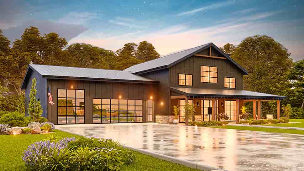 Barndominium, Contemporary, Country, Farmhouse House Plan 100200 with 3 Beds, 3 Baths, 3 Car Garage Picture 21