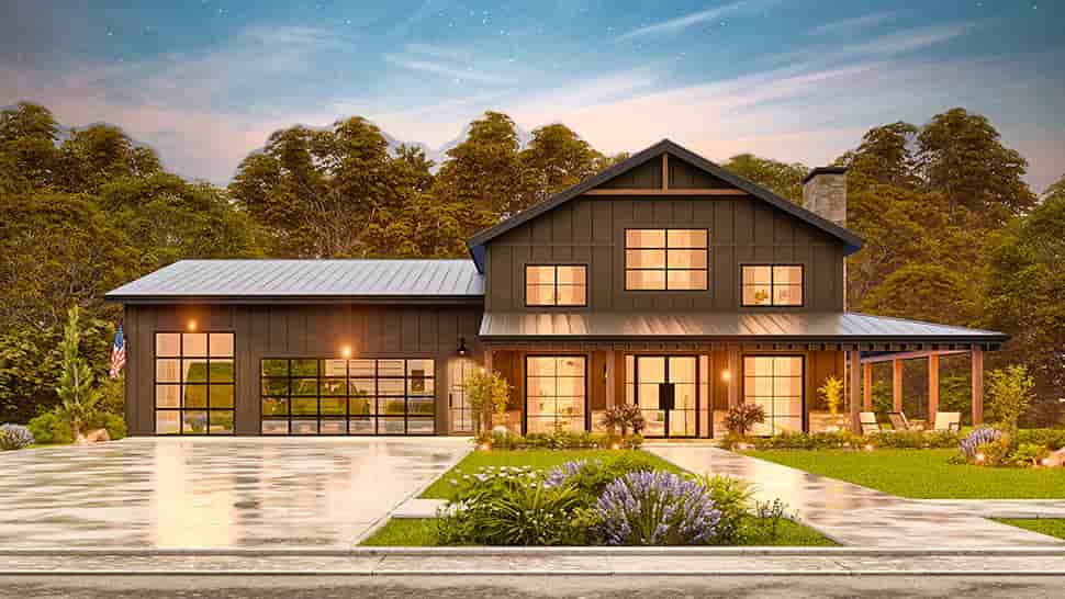 Barndominium, Contemporary, Country, Farmhouse House Plan 100200 with 3 Beds, 3 Baths, 3 Car Garage Picture 22