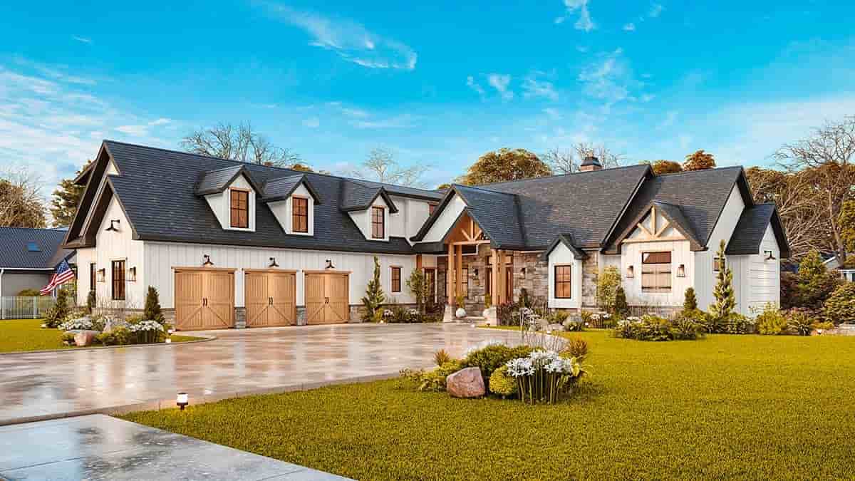 Contemporary, Craftsman, Farmhouse House Plan 100206 with 3 Beds, 4 Baths, 3 Car Garage Picture 1