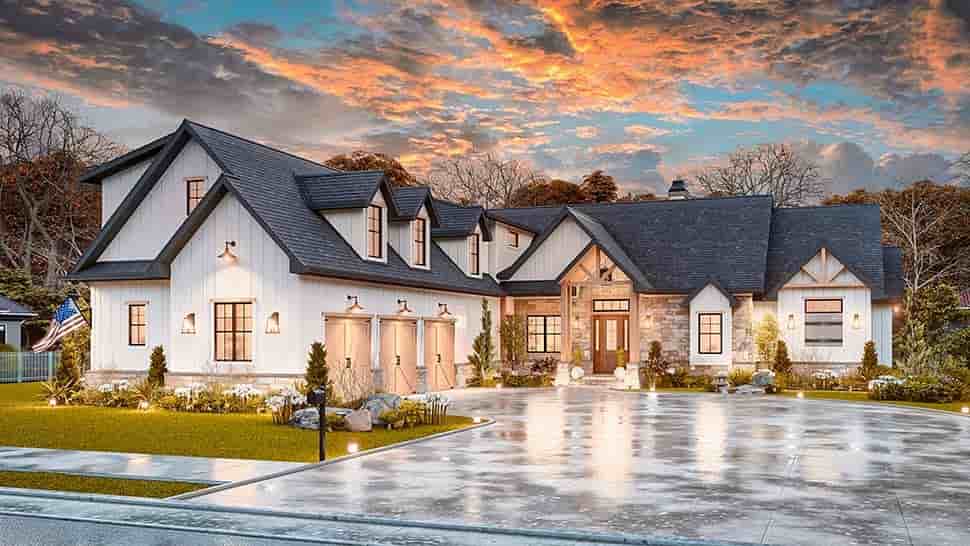 Contemporary, Craftsman, Farmhouse House Plan 100206 with 3 Beds, 4 Baths, 3 Car Garage Picture 3
