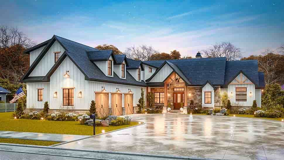 Contemporary, Craftsman, Farmhouse House Plan 100206 with 3 Beds, 4 Baths, 3 Car Garage Picture 4